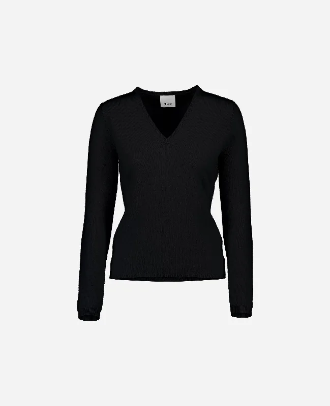 V-Pullover aus Cashmere in Schwarz