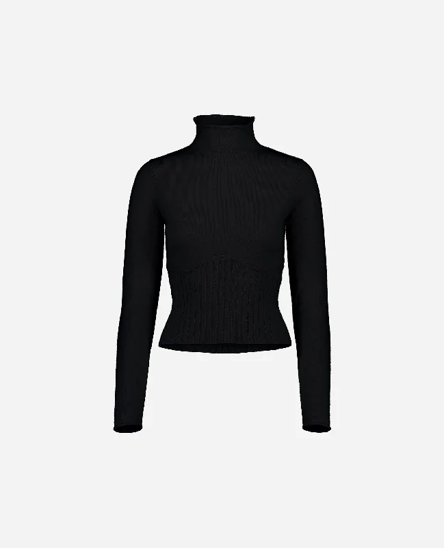 Stehkragen Pullover aus Cashmere in Schwarz