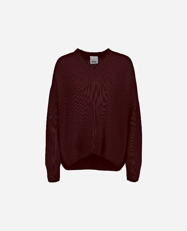 V-Pullover aus Cashmere in Rot