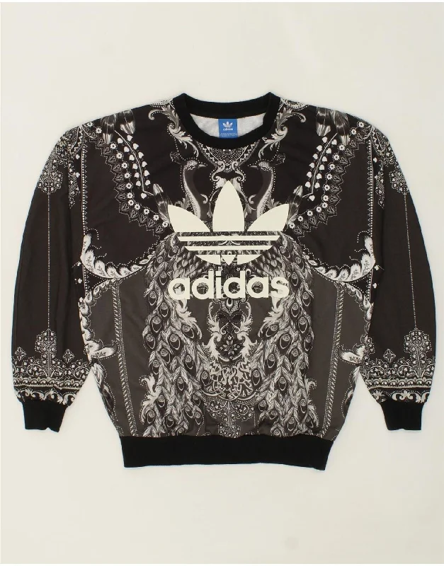 ADIDAS Womens Peacock Graphic Sweatshirt Jumper UK 14 Medium Black