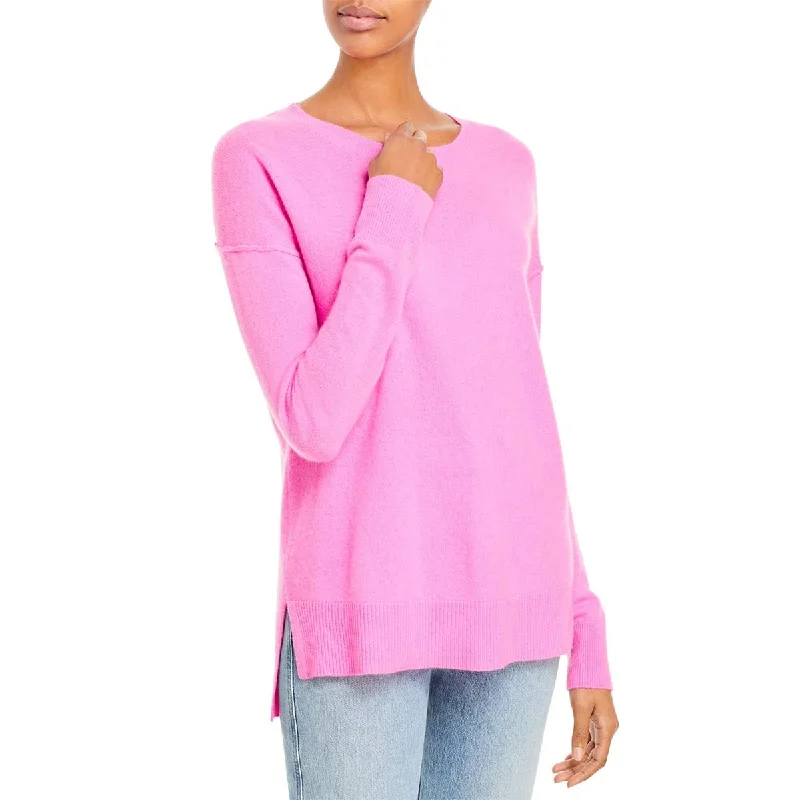 Aqua Womens Cashmere Hi-Low Crewneck Sweater