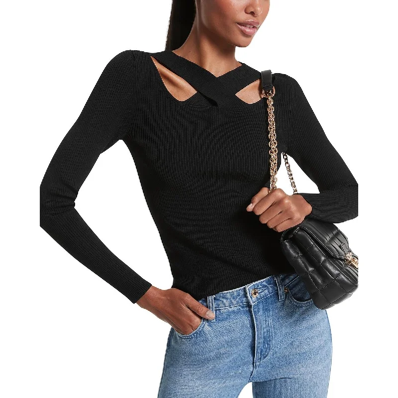 MICHAEL Michael Kors Womens Cutout Zipper Pullover Sweater