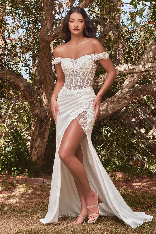 **Embrace Enchantment: Cinderella Divine's Off-the-Shoulder Gown for Unforgettable Occasions** Sparkling Bridal Gown