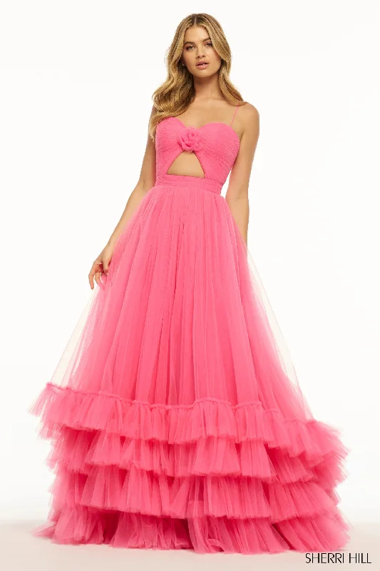 Sherri Hill 55982 Sweetheart Neckline A-line Gown Tulle Evening Gown Vintage Wedding Gown