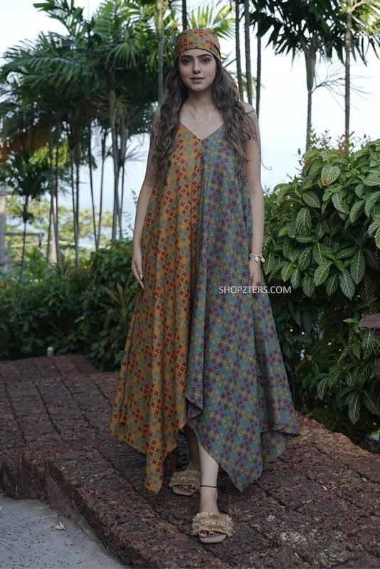 Chromatic Symphony Cotton Maxi Dress