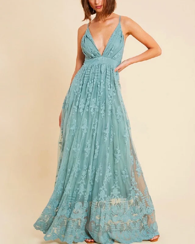 Floral Embroidered Maxi Dress - More Colors