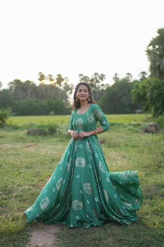 Green Jacquard Silk Maxi Dress