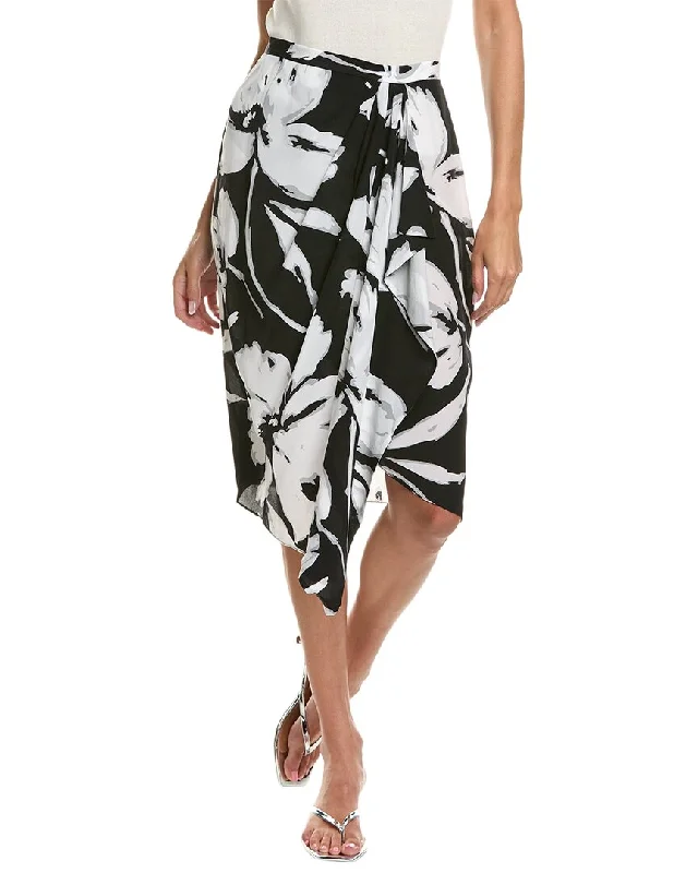 Michael Kors Collection Floral Draped Silk Skirt