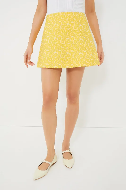 Yellow Daisy Jacquard Meg Mini Skirt