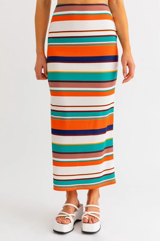 A Day At Lake Como Striped Maxi Skirt