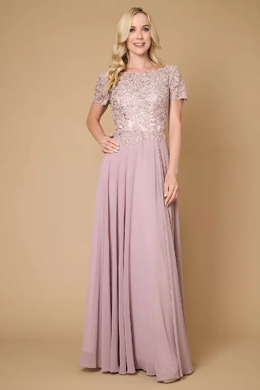 Dylan & Davids Short Sleeve Mother Of The Bride Evening Dress Mauve