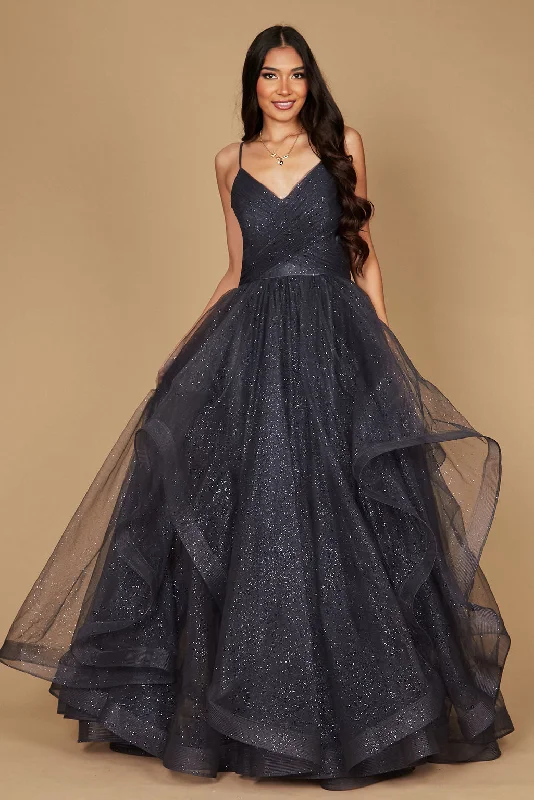 Dylan & Davids Sparkling Long Formal Ball Gown Charcoal