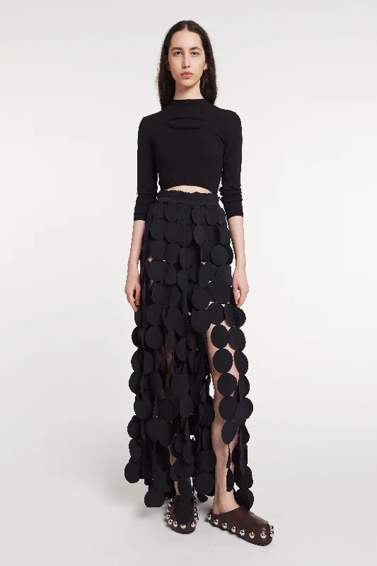 Multi Circle Layered Maxi Skirt Black