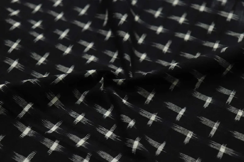 Black & White Motifs Cotton Ikat Fabric