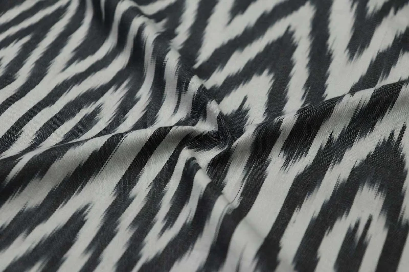 Black & White Traditional Uzbek Ikat Fabric