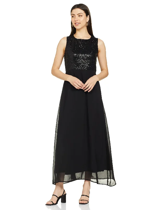 Carlton London Women's Standard Length Casual Dress (Black)