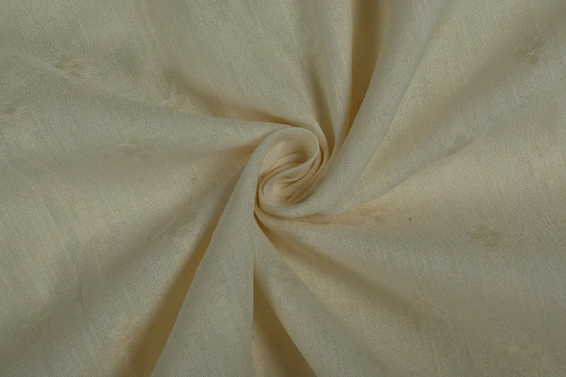 Cream Motifs Cotton Viscose Blend Slub Buta Fabric