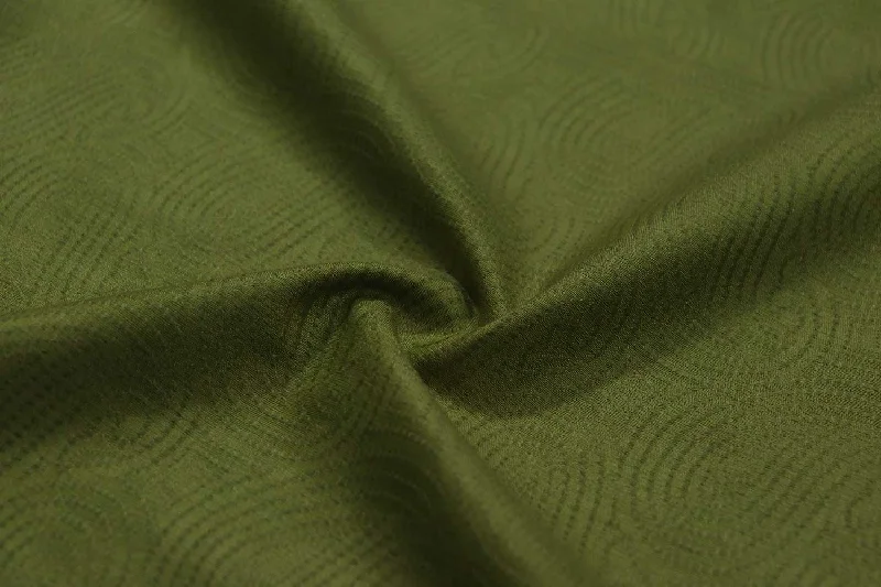 Dark Leaf Green Paisley Cotton Silk Dobby Fabric