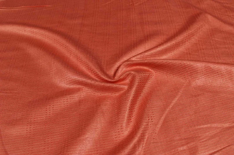 Dark Peach Plain Cotton Tussar Jacquard Fabric