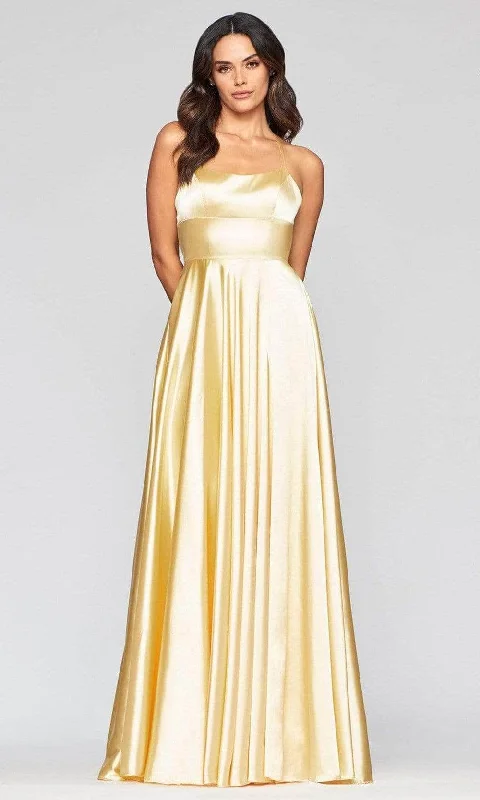 Faviana - Strappy Open Charmeuse Prom Dress S10211 - 1 pc Buttercream In Size 8 Available