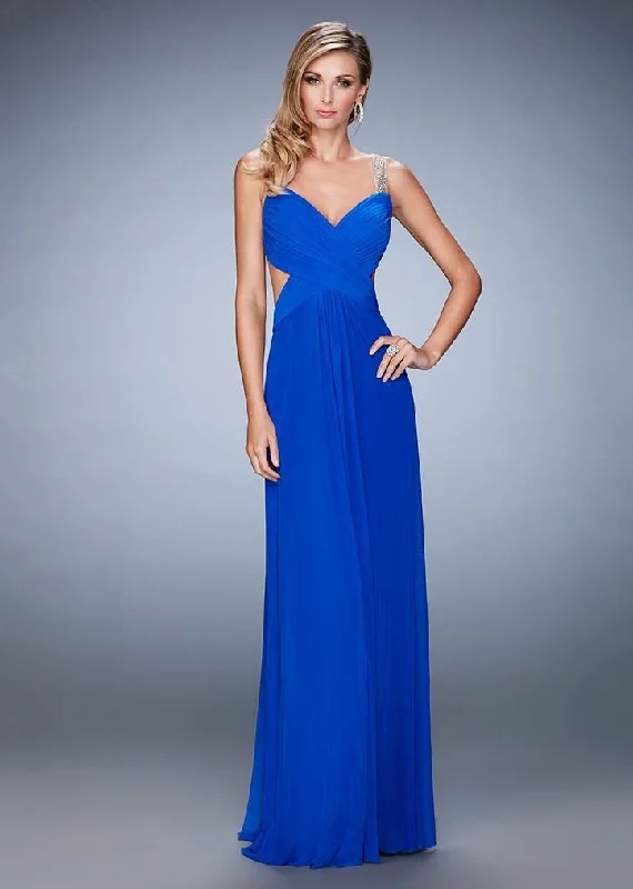 La Femme - Ruched V-neck Column Dress 22304SC