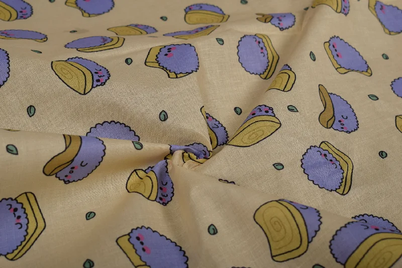 Lemon Yellow Quirky Cotton Polyester Blend Fabric