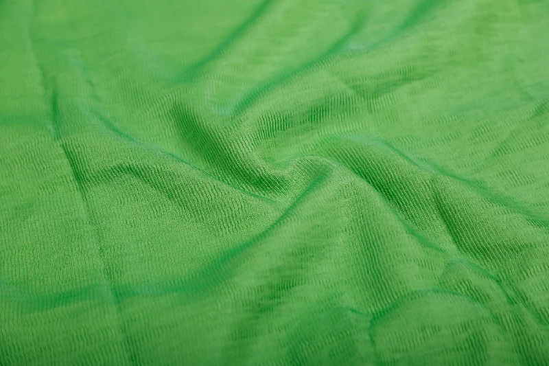 Light Green Plain Pleated Cotton Polyester Blend Fabric