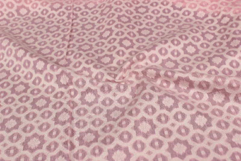 Light Pink Traditional Chanderi Jacquard Cotton Silk Fabric