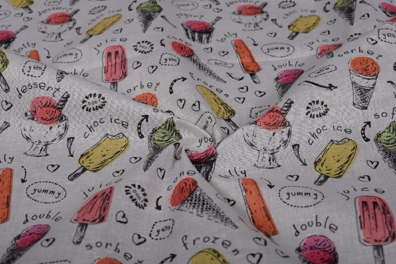 Multicolor Quirky Cotton Polyester Blend Fabric