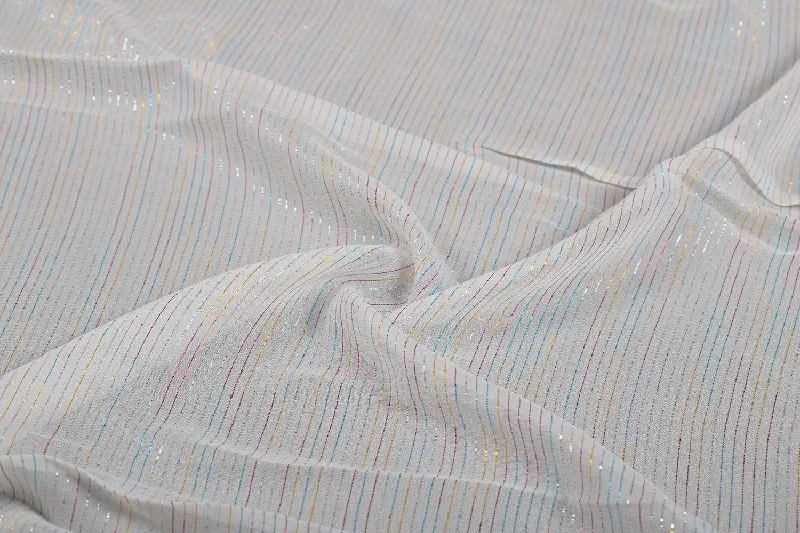 Multicolor Stripes Viscose Georgette Jacquard Fabric