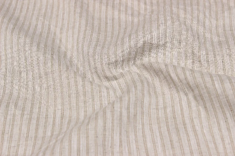 Natural Beige & Off White Stripes Cotton Hemp Jacquard Fabric