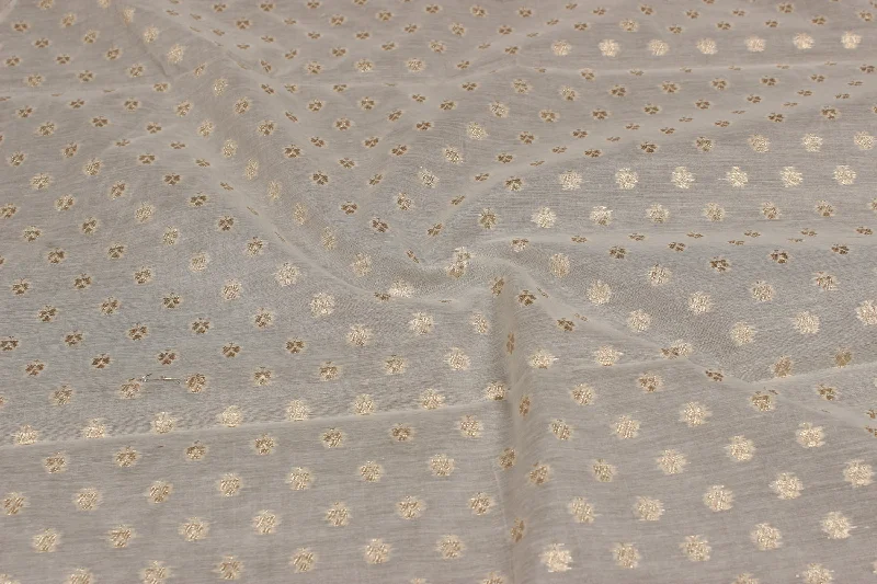 Off White Motifs Chanderi Lurex Jacquard Cotton Fabric