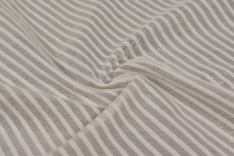 Off White Stripes Chanderi Jacquard Cotton Fabric