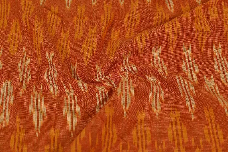 Orange & Yellow Motifs Cotton Ikat Fabric