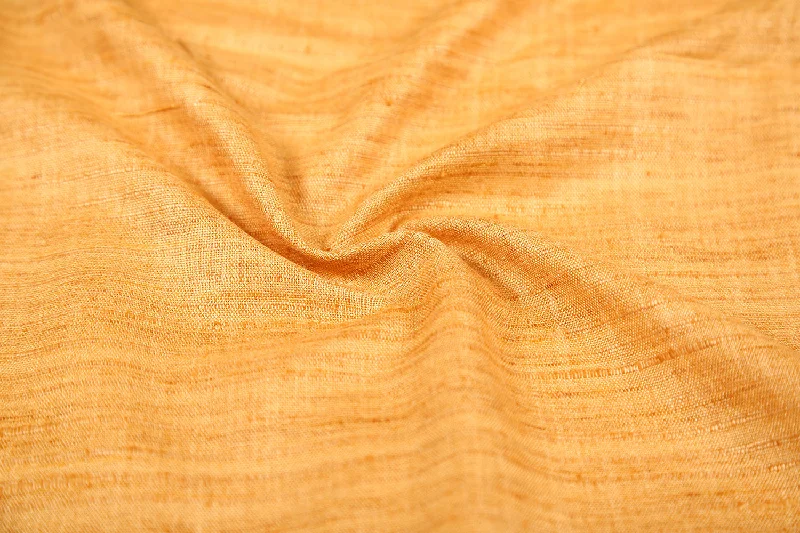 Orangish Yellow Plain Cotton Polyester Blend Slub Fabric