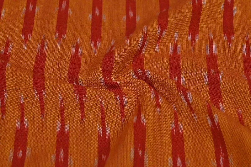 Red & Pale Orange Traditional Cotton Ikat Fabric