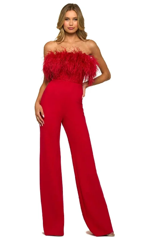 Sherri Hill 55382 - Feathered Strapless Jumpsuit