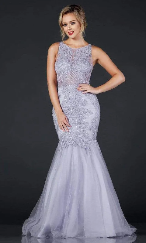 Trevi Collection - L2368 Illusion Jewel Trumpet Dress