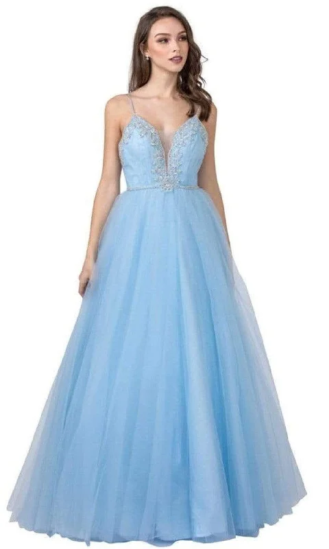 Trevi Collection - L2379 Beaded Full Length Simple Prom Dress