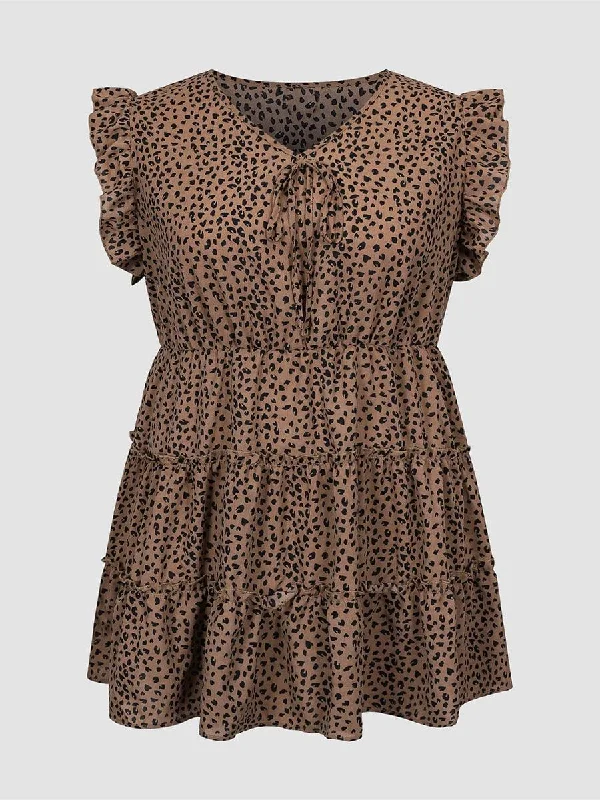 Brown Printed Sleeveless Dress