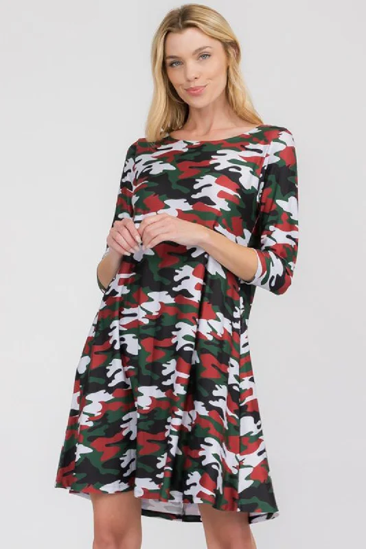 Camo Print A-Line Dress