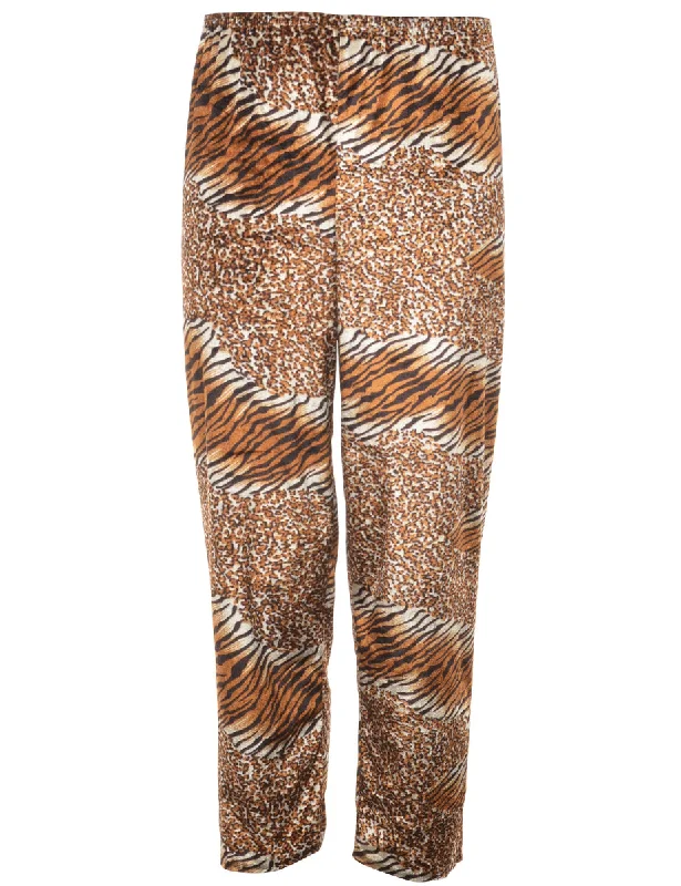 Leopard & Tiger Print Velvet Tapered Trousers - W24 L26