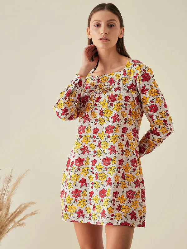 Floral Dress With Full Sleeves