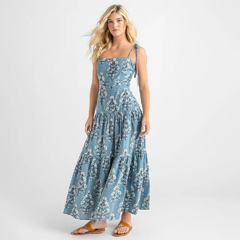 Womens Marilyn Dress - Blue Bouquet Floral