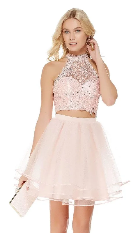 Alyce Paris - Sheer Lace Sweetheart Croptop Flared Tulle Dress 3820SC