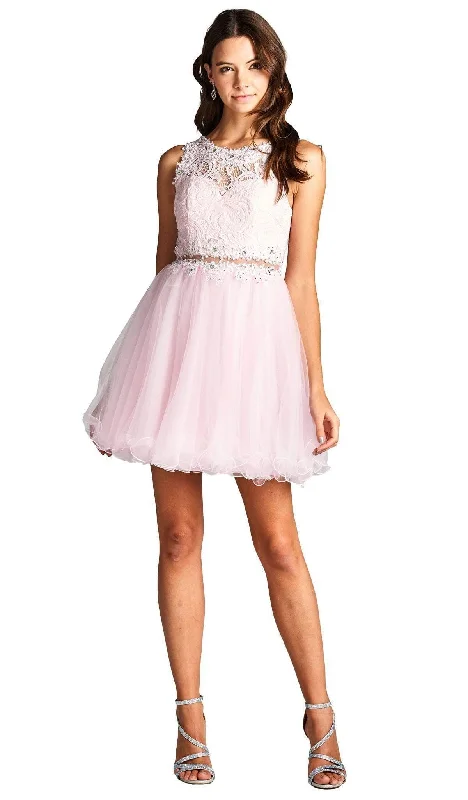 Aspeed Design LH058 - Lace and Tulle Short A-line Dress