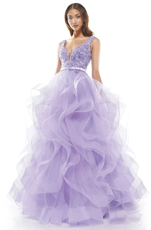 Colors Dress - Sleeveless Lace Bodice Ruffle Tulle A-Line Gown 2325S