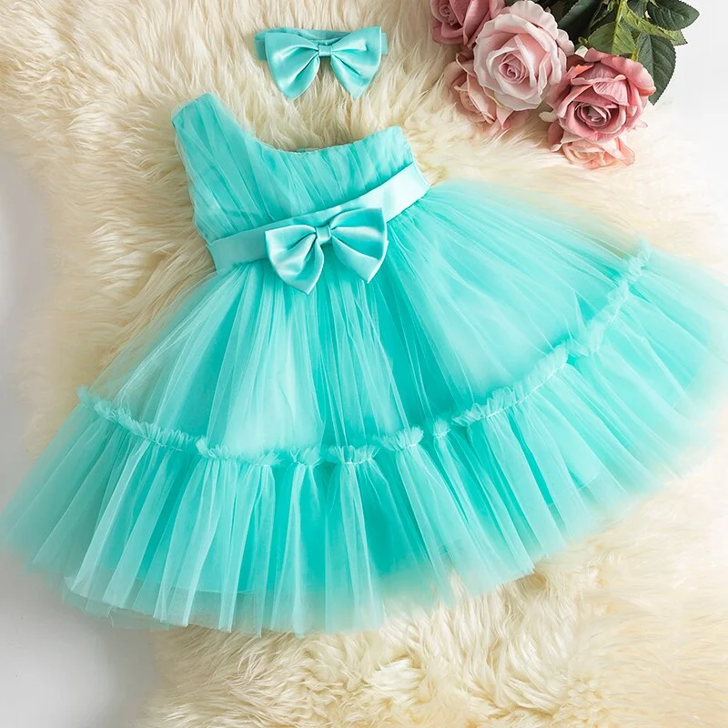 Princess Dress For Baby Girls 1st Birthday Tutu Baptism Clothes Newborn 3 6 9 12 18 24 Months Infant Tulle Christening Gown