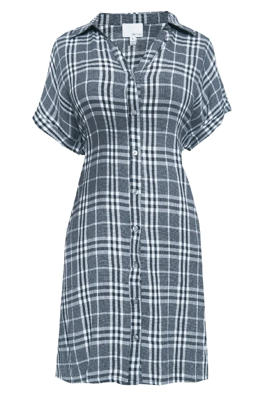 Calista Plaid Shirt Dress Flared Shirt Dress