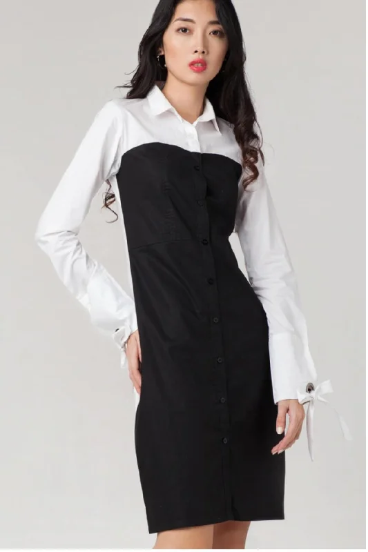 Abby Bi-color Shirt Dress Stylish Button Shirt